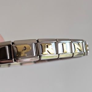bracelet stretch charm stainless steel gold-plated letter charms "PRINCESS"